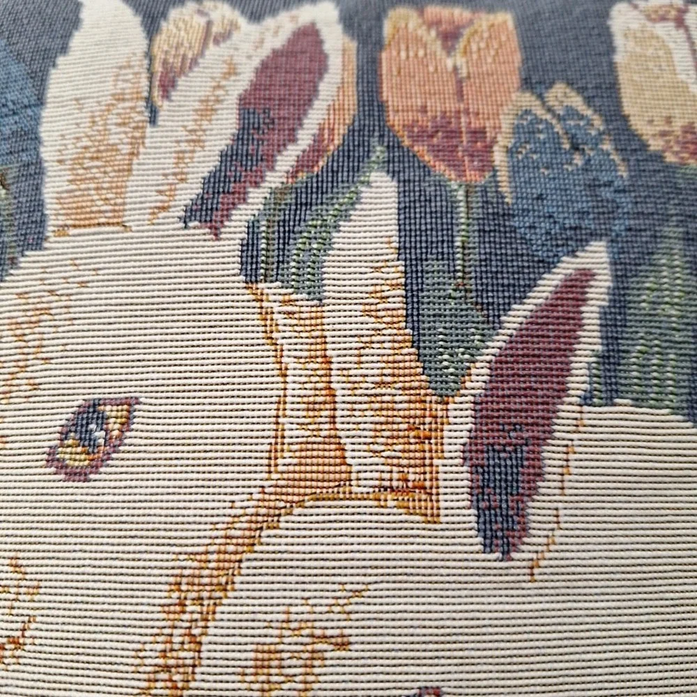 Vintage Tapestry Throw Pillow Bunny Rabbit Farmhouse Rustic Cottage Pillow 12x12